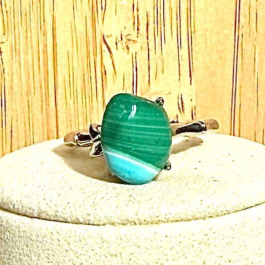 Bague en acier et pierre semi précieuse (1)