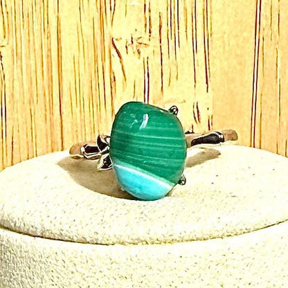 Bague en acier et pierre semi précieuse (1)