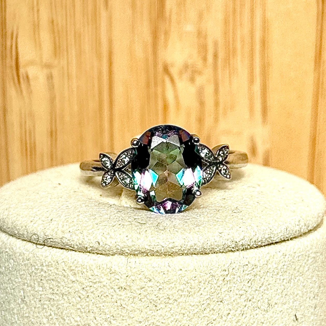 Bague en topaze mystique pierre semi précieuse