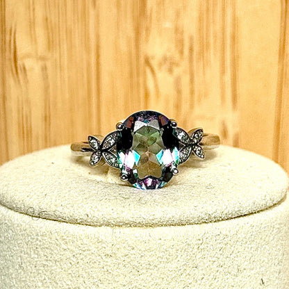 Bague en topaze mystique pierre semi précieuse
