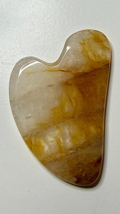 Gua sha visage en quartz hematoide / golden healer pierre naturelle semi précieuse
