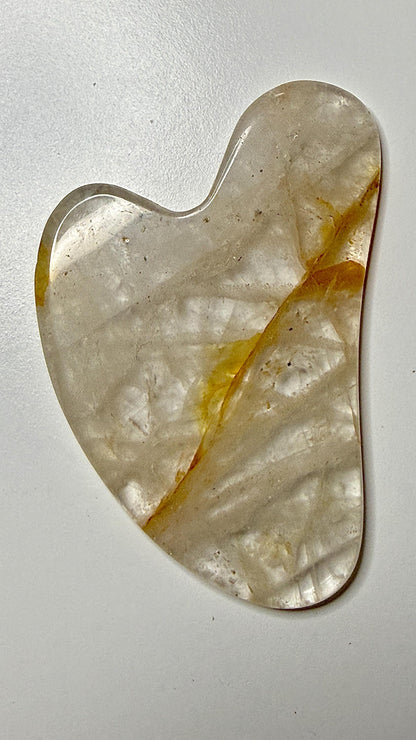 Gua sha visage en quartz hematoide / golden healer pierre naturelle semi précieuse