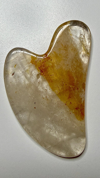 Gua sha visage en quartz hematoide / golden healer pierre naturelle semi précieuse