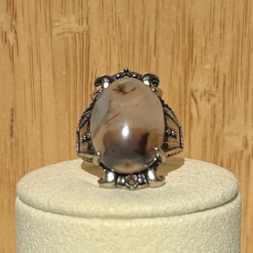 Bague en acier et pierre semi précieuse (1)