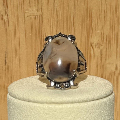 Bague en acier et pierre semi précieuse (1)