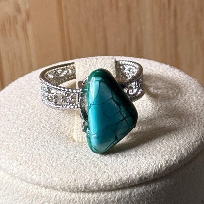 Bague en acier et pierre semi précieuse (1)