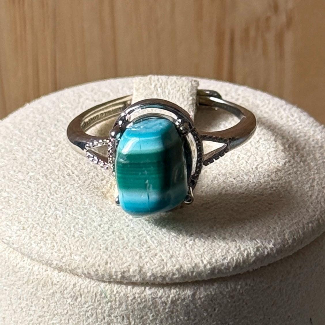 Bague en acier et pierre semi précieuse (1)