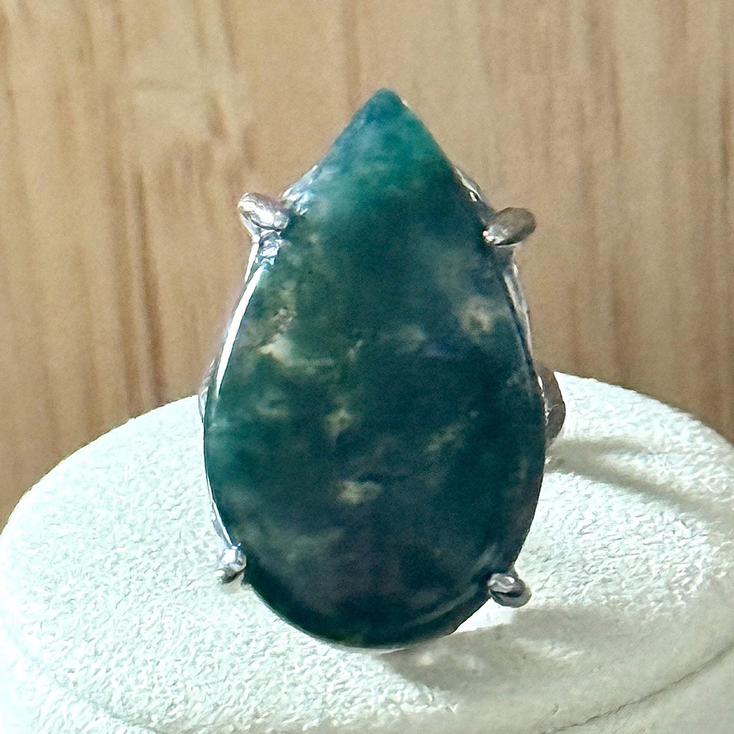 Bague en acier et pierre naturelle semi precieuse