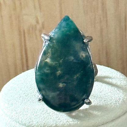 Bague en acier et pierre naturelle semi precieuse