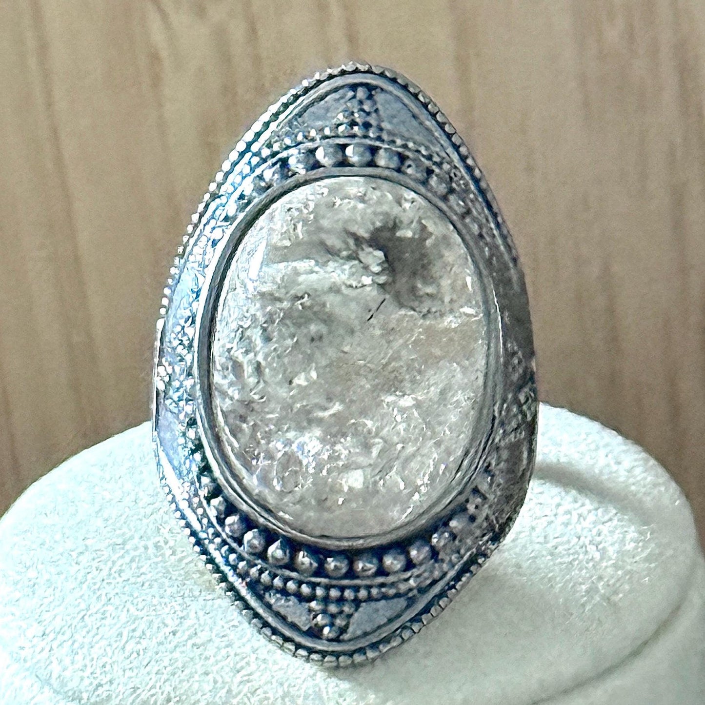 Bague en acier et pierre naturelle semi precieuse