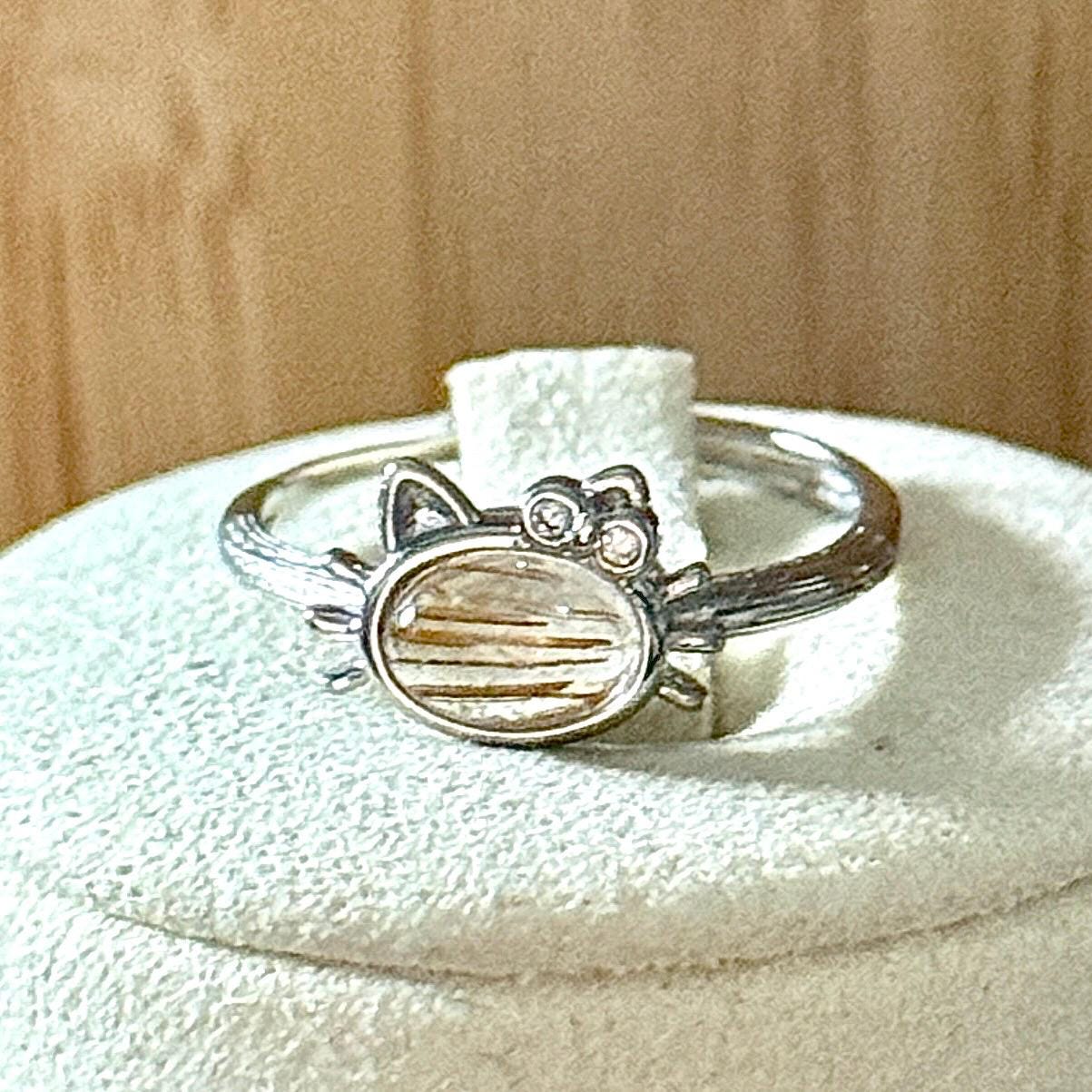 Bague en acier et pierre naturelle semi precieuse