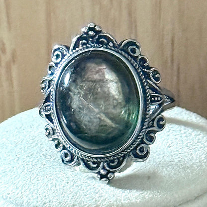 Bague en acier et pierre naturelle semi precieuse