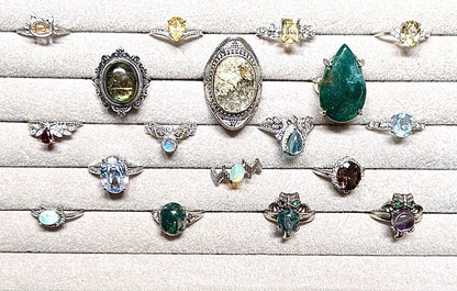 Bague en acier et pierre naturelle semi precieuse