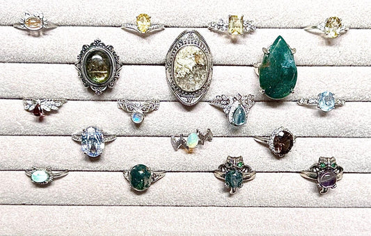 Bague en acier et pierre naturelle semi precieuse