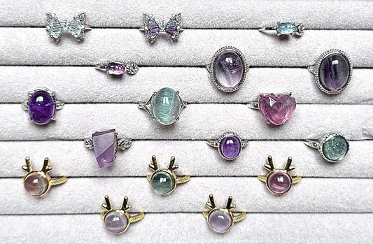 Bague fluorite pierre semi précieuse