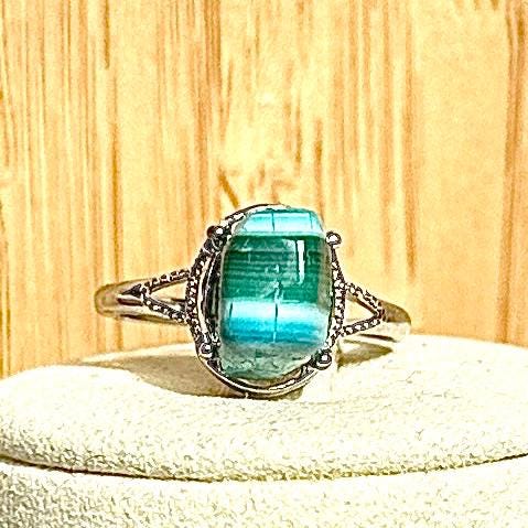 Bague en acier et pierre semi précieuse (1)