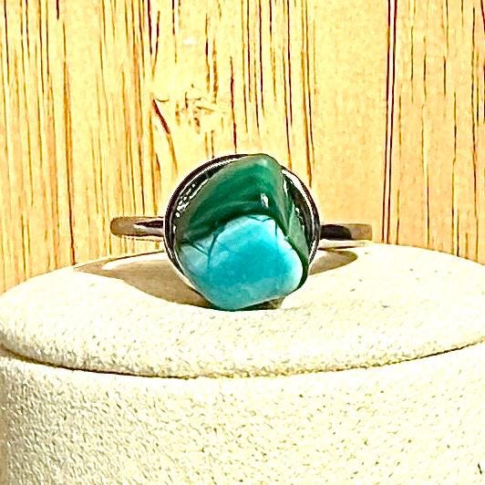 Bague en acier et pierre semi précieuse (1)