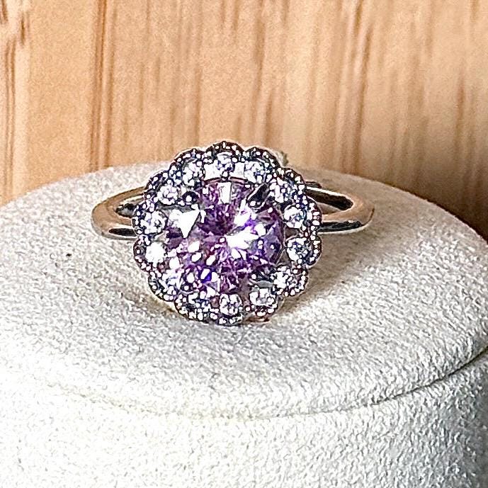 Bague zirconium rose