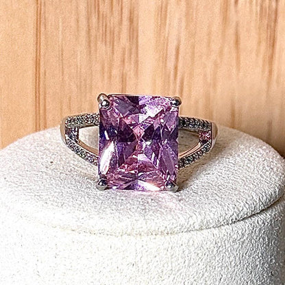 Bague zirconium rose