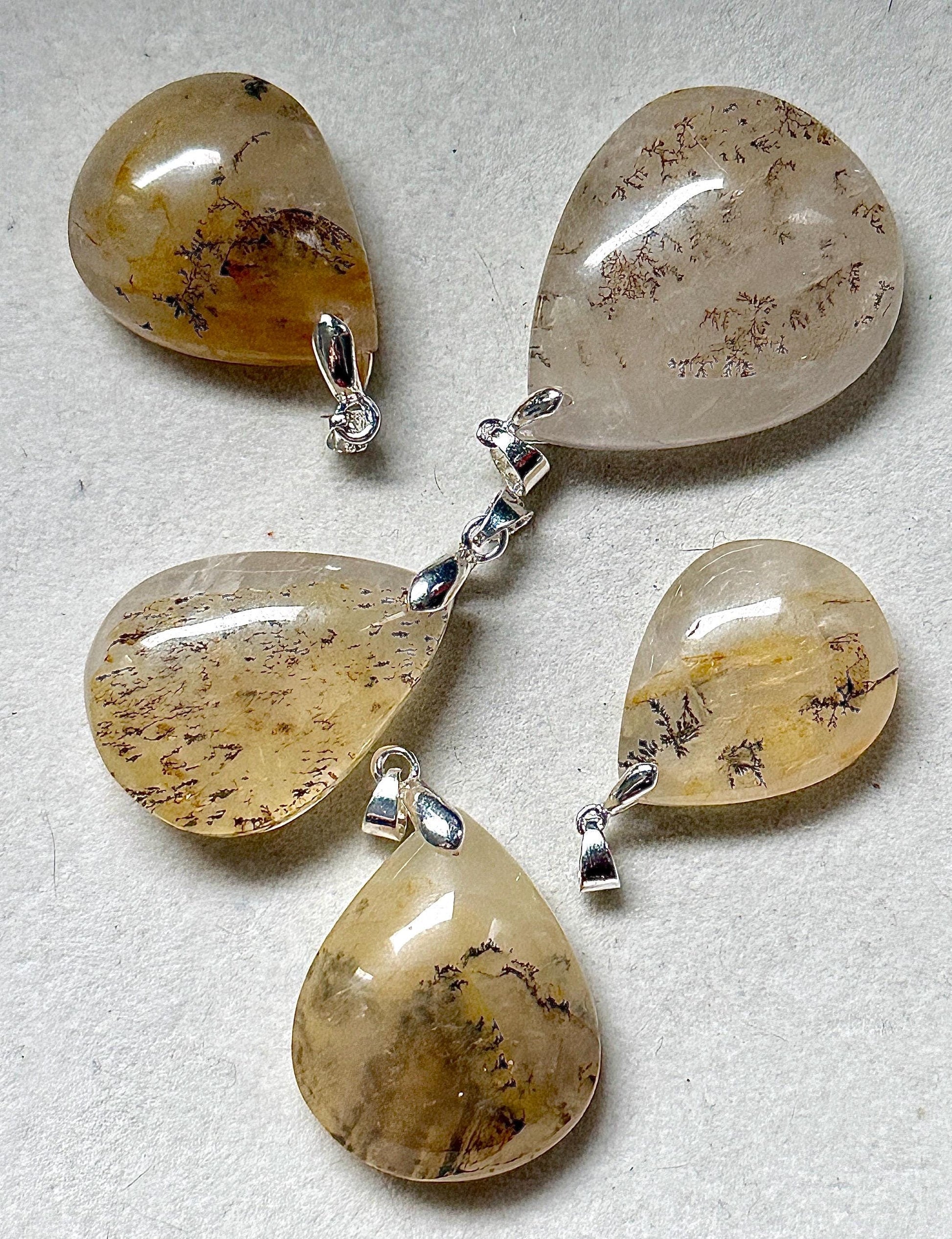 Pendentif en agate dentritique pierre naturelle