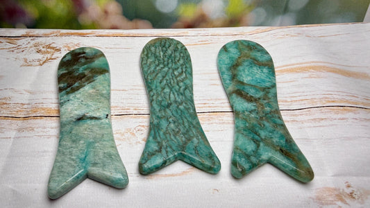 Gua sha visage en amazonite pierre naturelle semi précieuse
