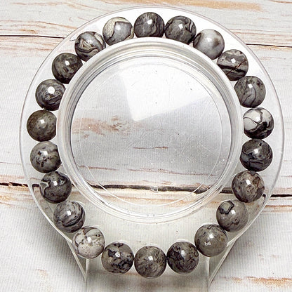 Bracelet perles rondes pierre naturelle semi précieuse