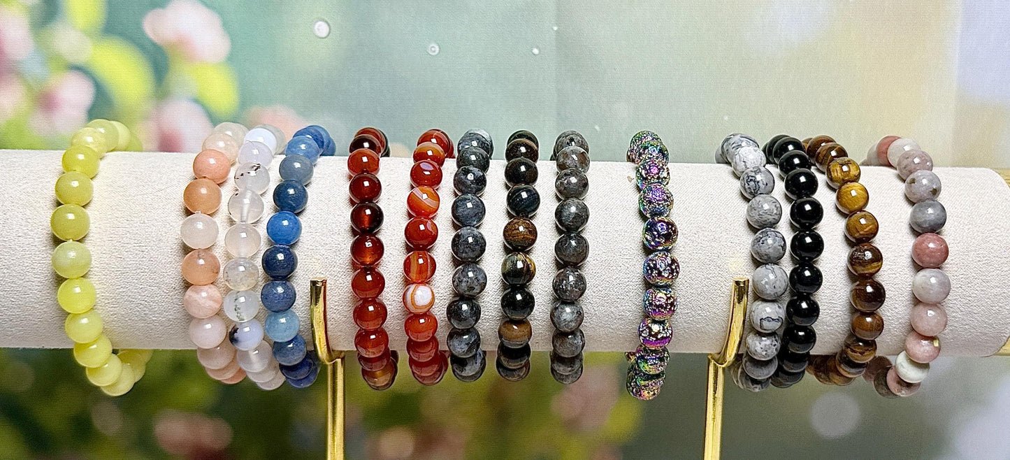 Bracelet perles rondes pierre naturelle semi précieuse