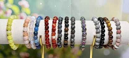 Bracelet perles rondes pierre naturelle semi précieuse