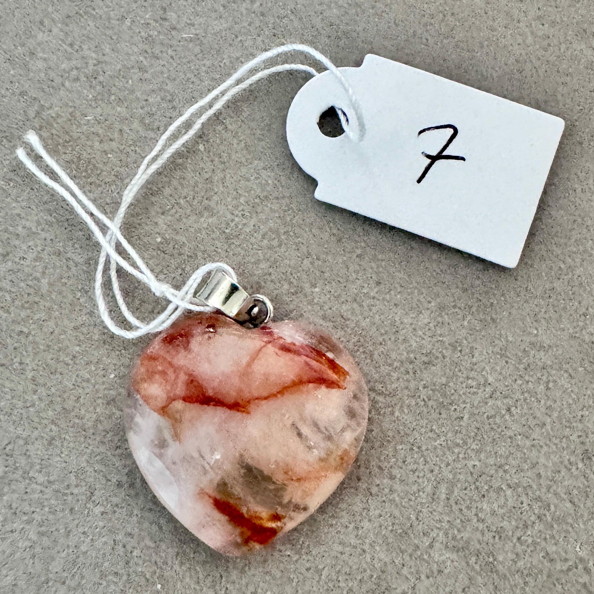 Pendentif cœur en quartz hematoide - quartz de feu pierre naturelle semi précieuse