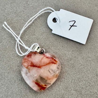 Pendentif cœur en quartz hematoide - quartz de feu pierre naturelle semi précieuse