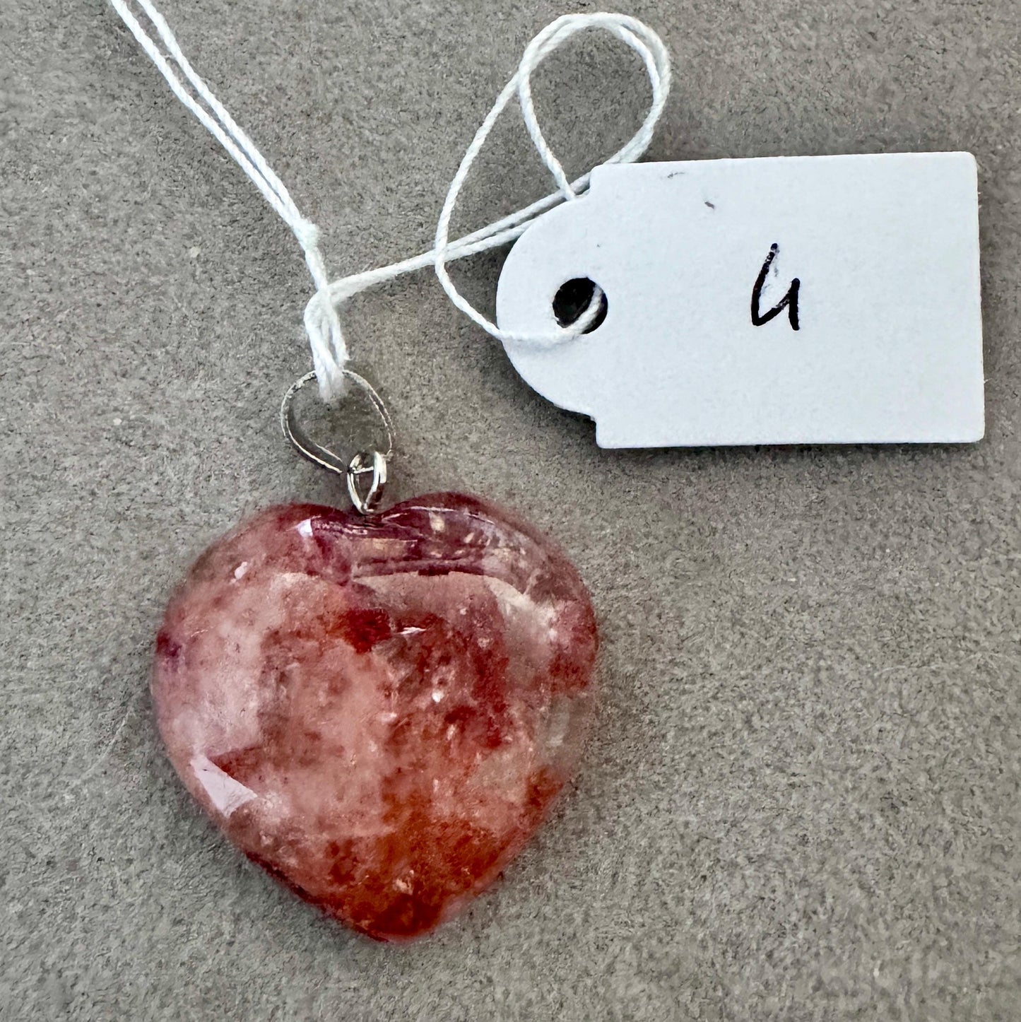 Pendentif cœur en quartz hematoide - quartz de feu pierre naturelle semi précieuse