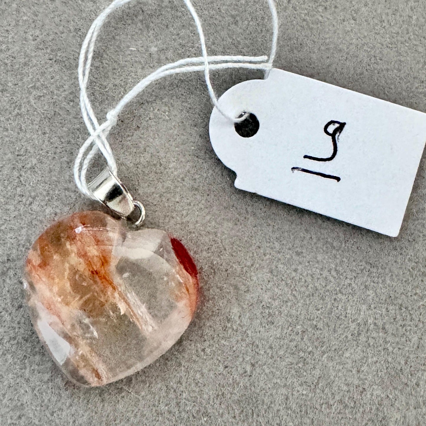 Pendentif cœur en quartz hematoide - quartz de feu pierre naturelle semi précieuse
