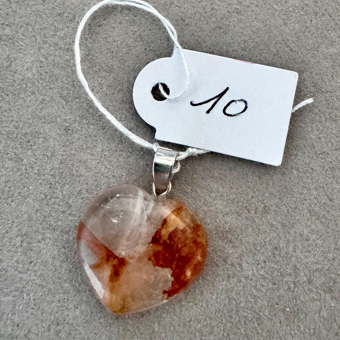 Pendentif cœur en quartz hematoide - quartz de feu pierre naturelle semi précieuse