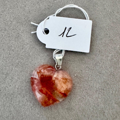Pendentif cœur en quartz hematoide - quartz de feu pierre naturelle semi précieuse