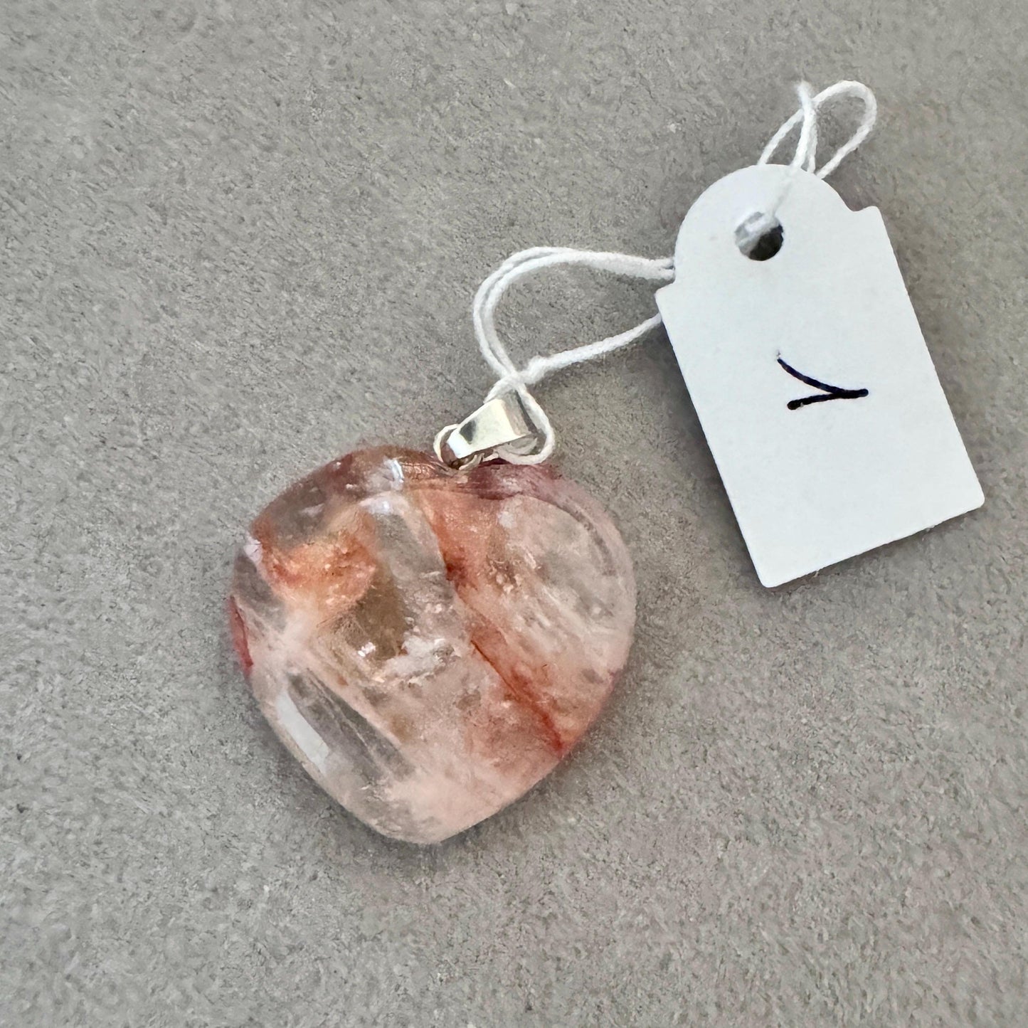 Pendentif cœur en quartz hematoide - quartz de feu pierre naturelle semi précieuse