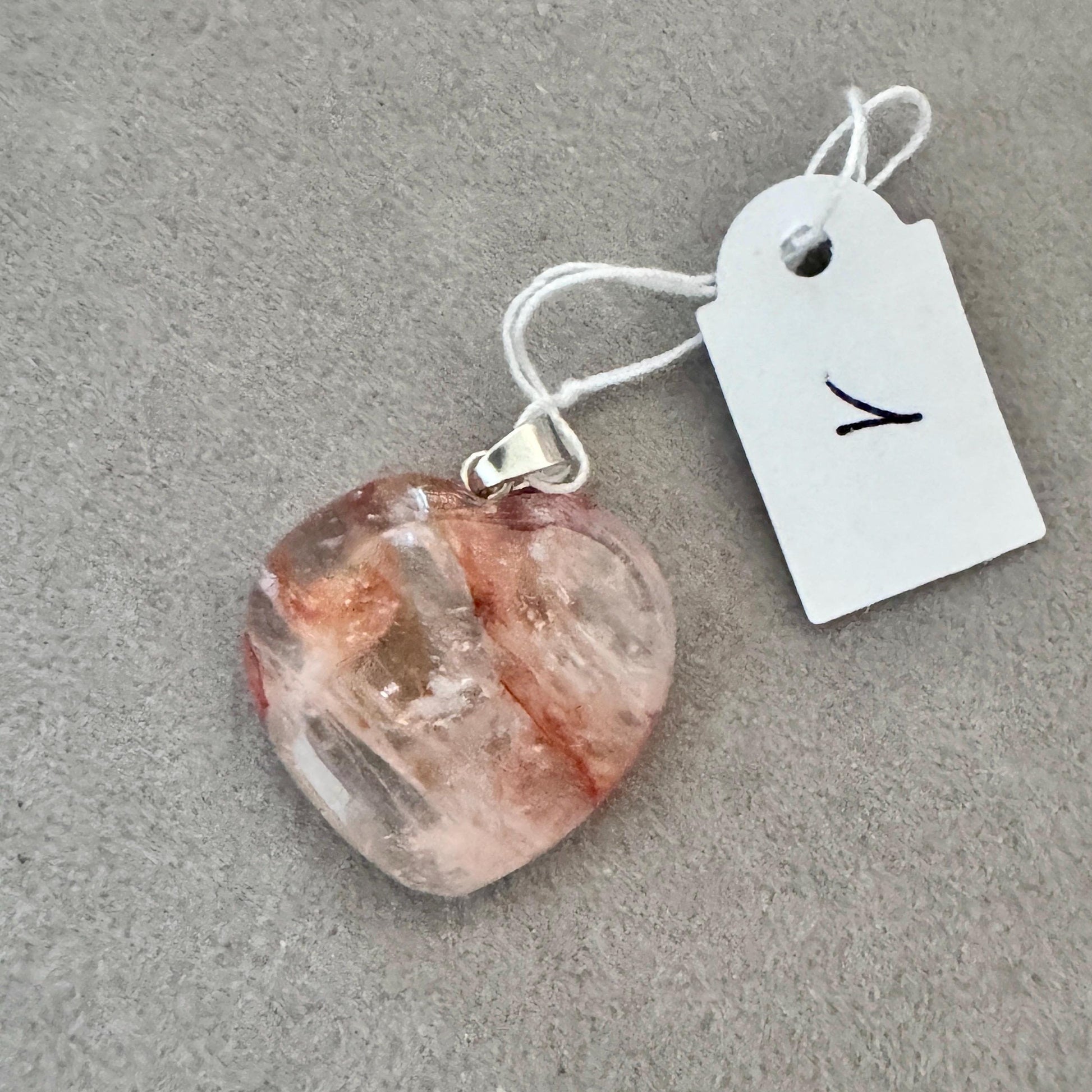 Pendentif cœur en quartz hematoide - quartz de feu pierre naturelle semi précieuse