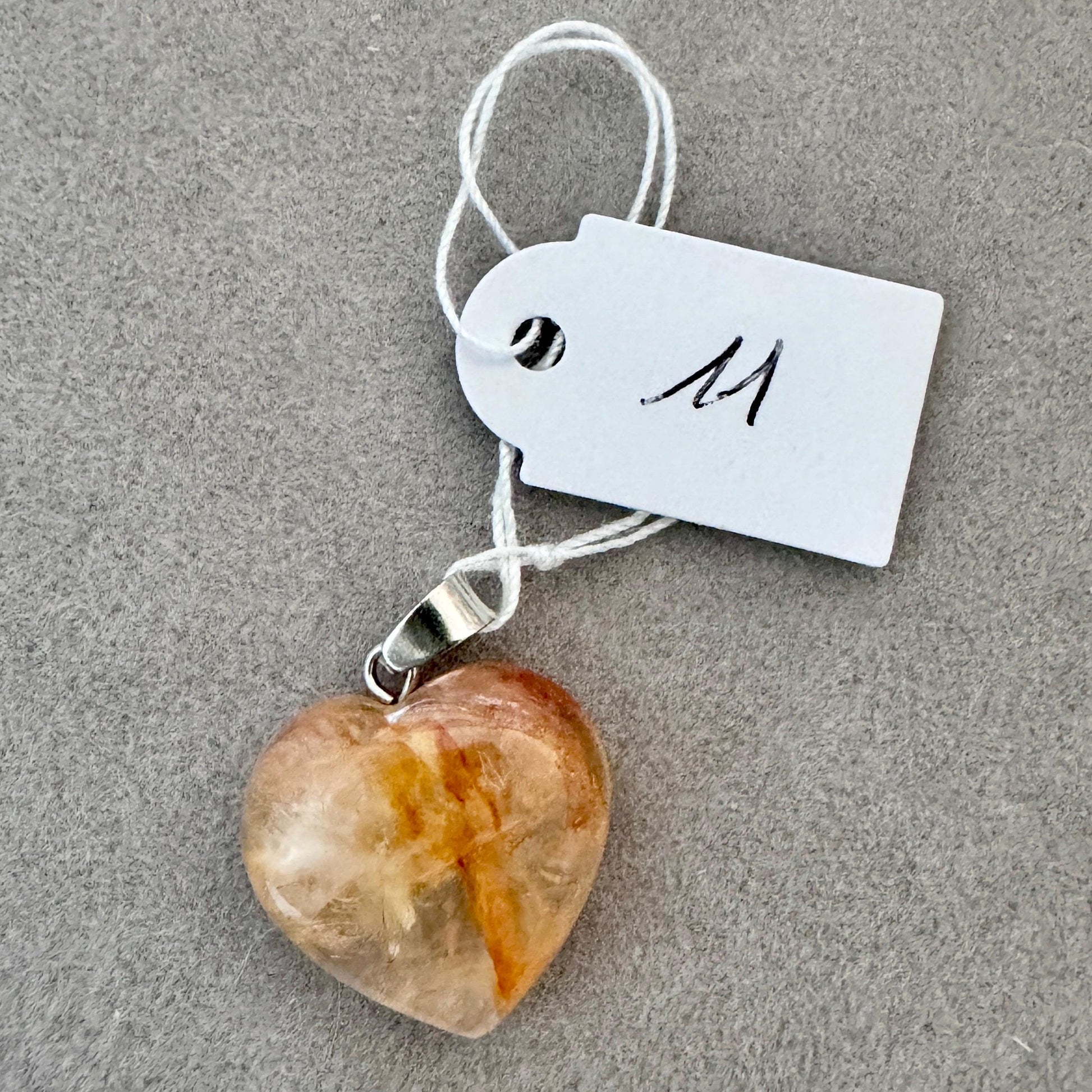 Pendentif cœur en quartz hematoide - quartz de feu pierre naturelle semi précieuse