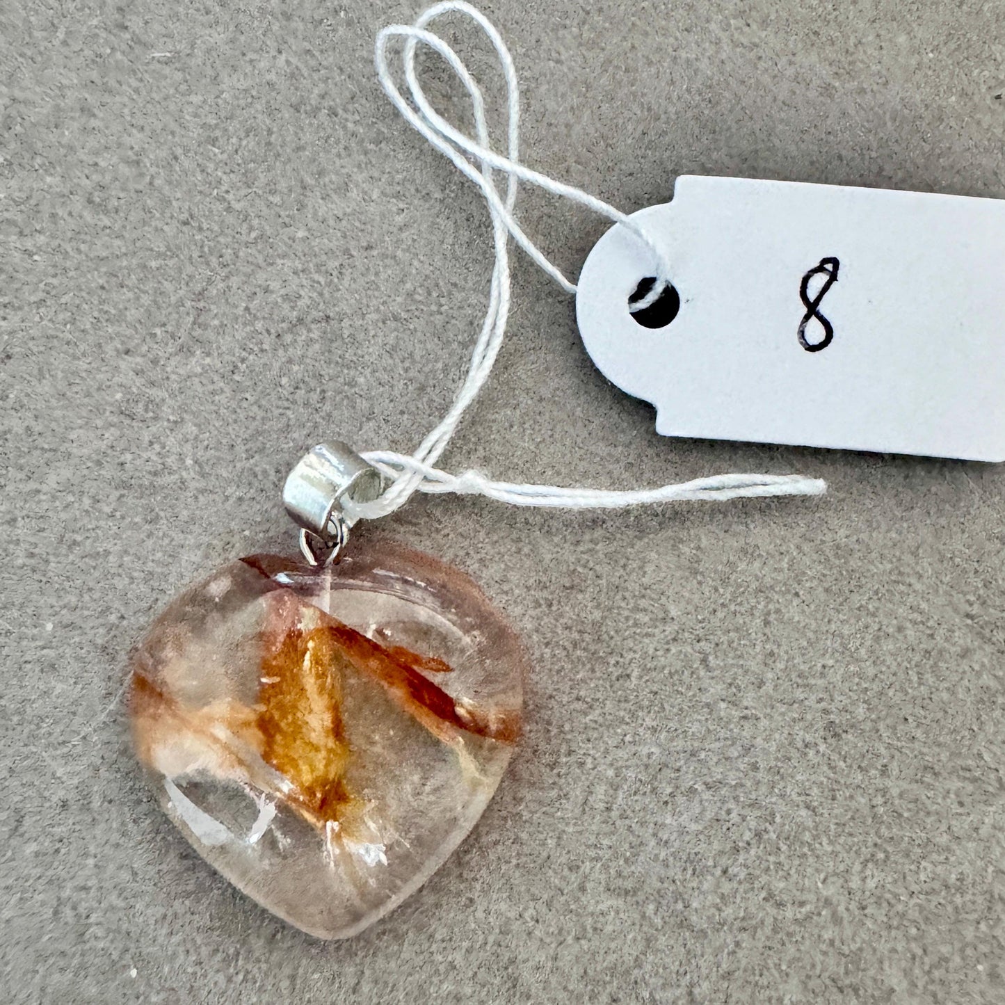 Pendentif cœur en quartz hematoide - quartz de feu pierre naturelle semi précieuse