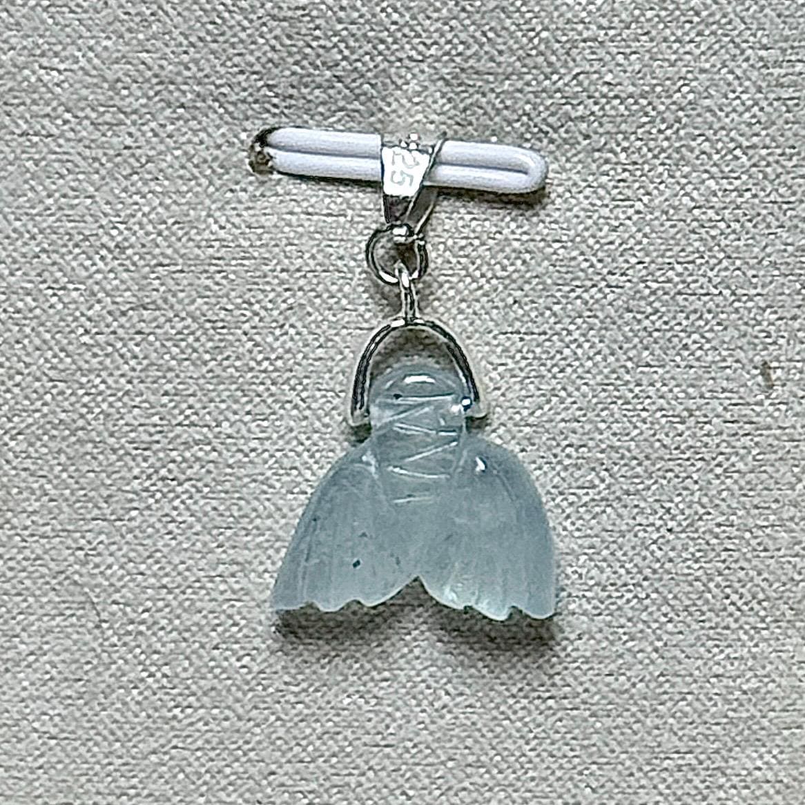 Pendentif queue de sirène en aigue marine pierre naturelle semi précieuse