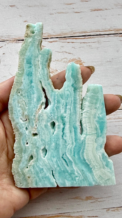 Tranche d’hemimophite bleu pierre naturelle semi précieuse