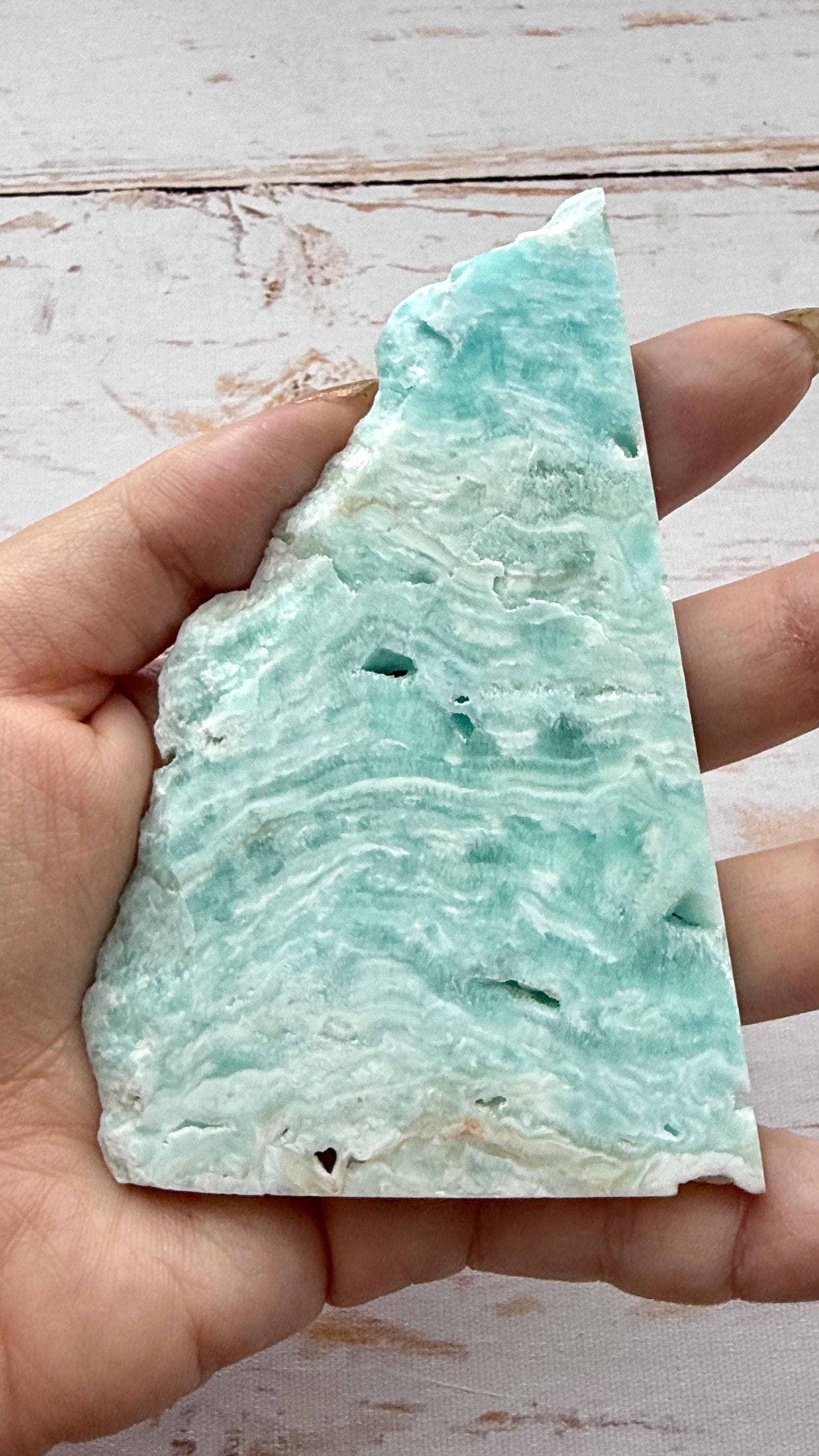 Tranche d’hemimophite bleu pierre naturelle semi précieuse