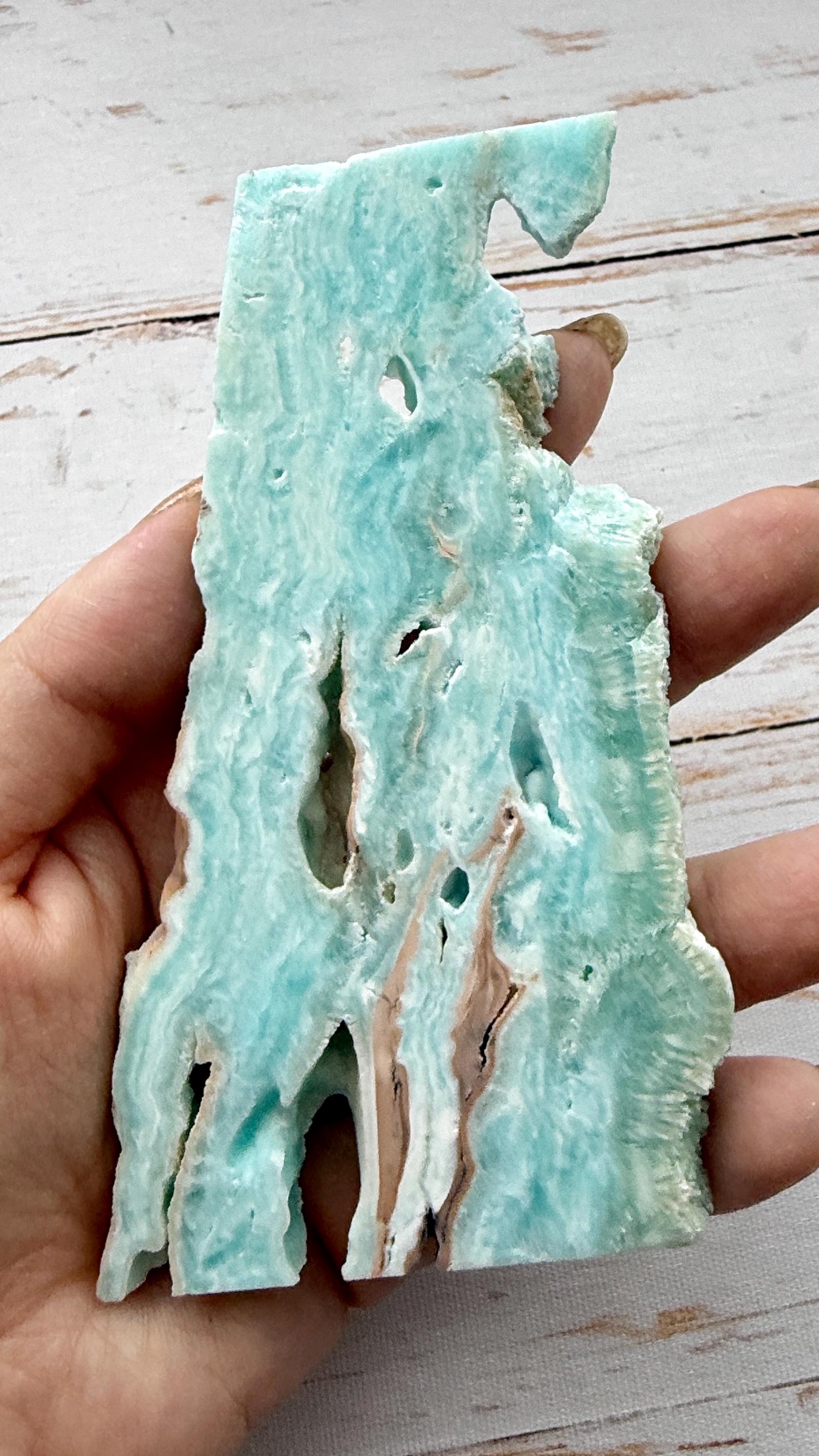 Tranche d’hemimophite bleu pierre naturelle semi précieuse