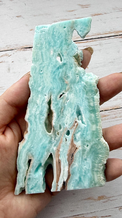 Tranche d’hemimophite bleu pierre naturelle semi précieuse