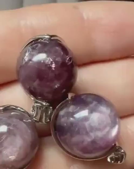Pendentif en lepidolite ou mica pourpre pierre semi précieuse
