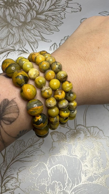 Bracelet en jaspe bumblebee pierre naturelle semi précieuse